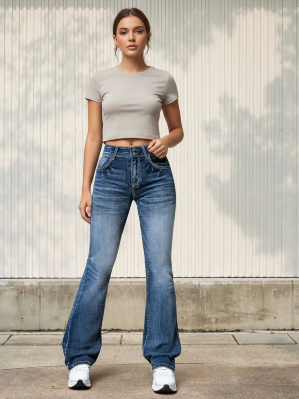 Women's Washed Blue Bootcut Jeans