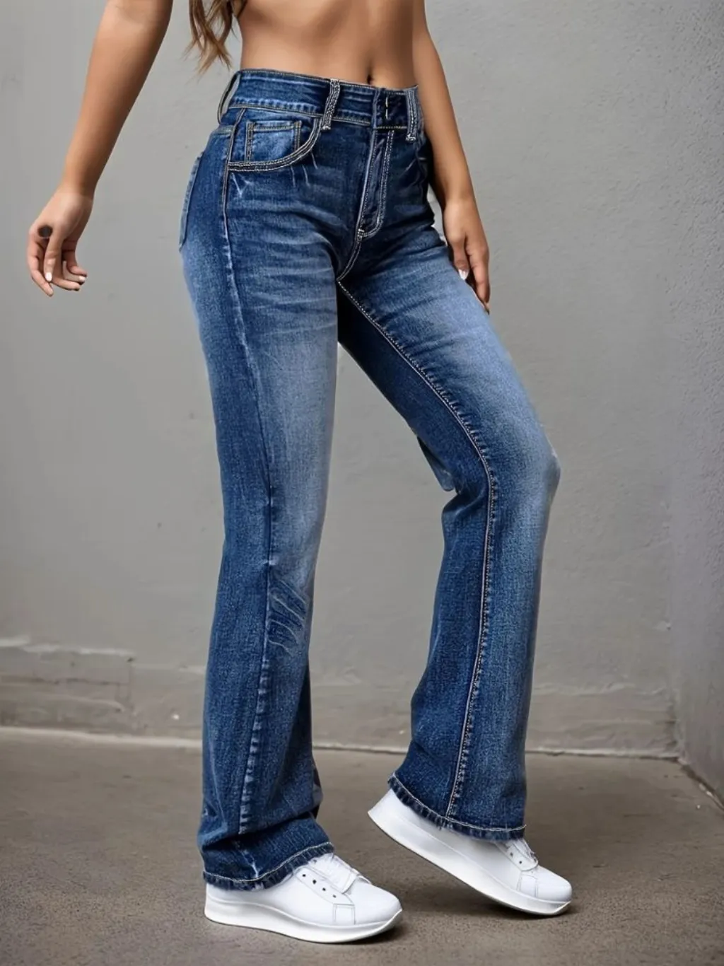 Women's Washed Blue Bootcut Jeans — a pair designed to be worn everywhere