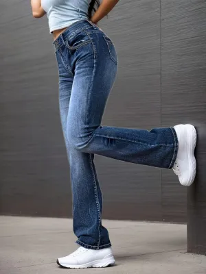 Women's Washed Blue Bootcut Jeans — view 5