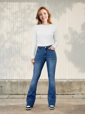 Women's Washed Blue High-Waisted Bootcut Jeans — view 7