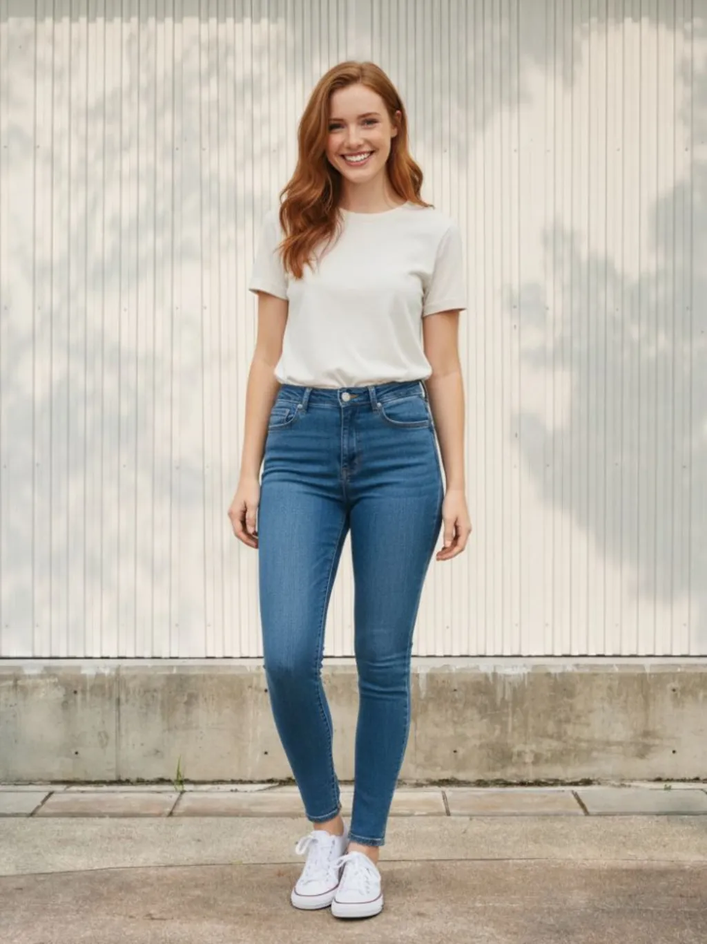 Women's Washed Blue High-Waisted Skinny Jeans