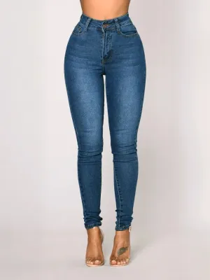 Women's Washed Blue High-Waisted Skinny Jeans — view 2