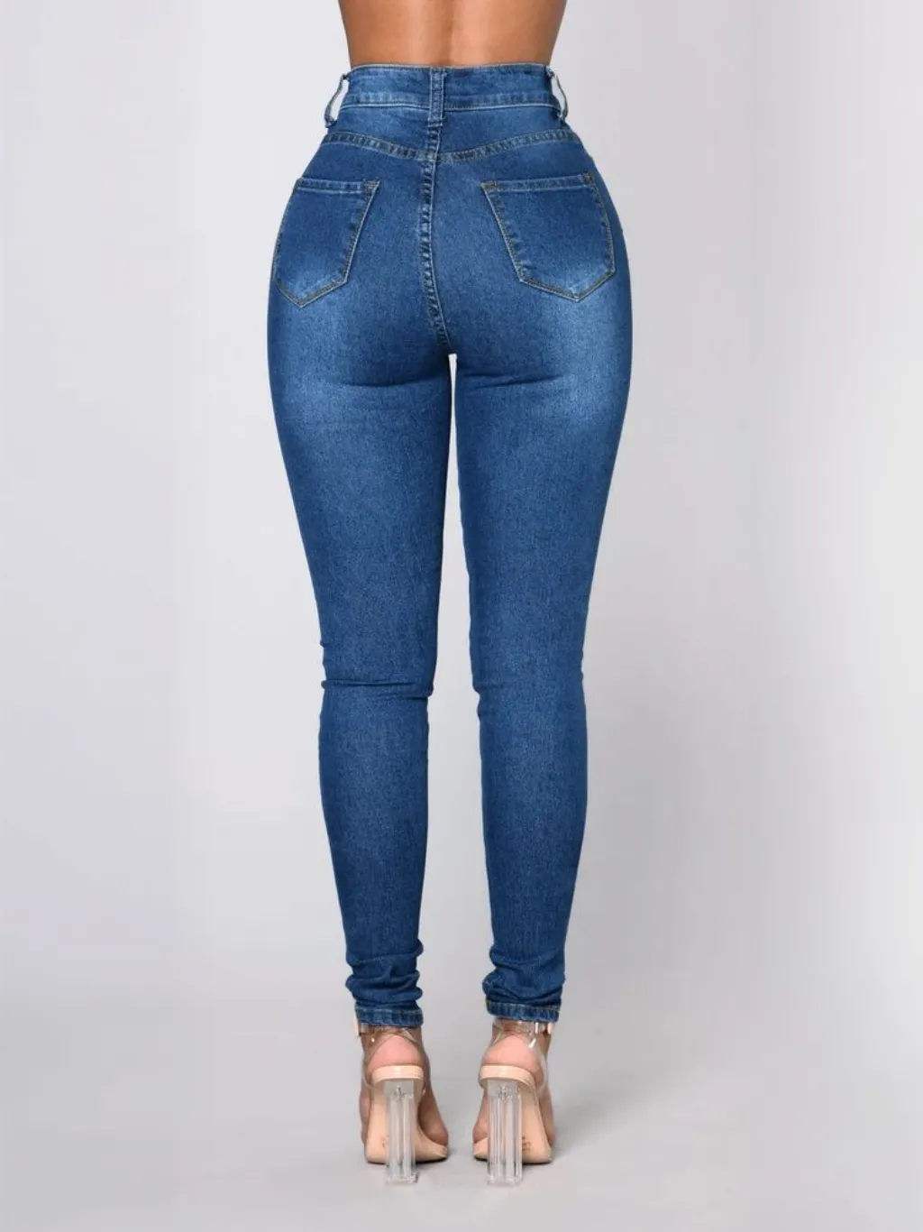 Women's Washed Blue High-Waisted Skinny Jeans — endless ways to style it