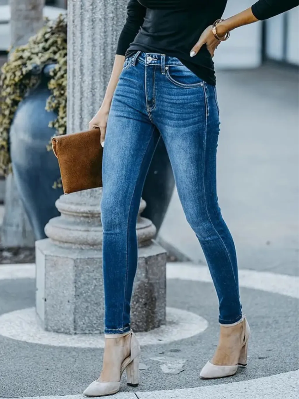 Women's Washed Blue Skinny Jeans — endless ways to style it
