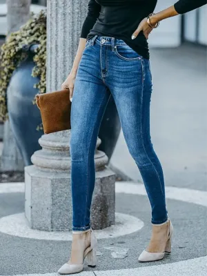 Women's Washed Blue Skinny Jeans — view 4