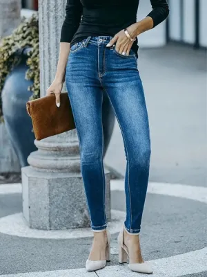 Women's Washed Blue Skinny Jeans — view 6
