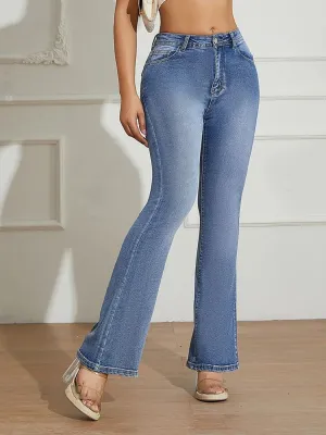 Women's Washed Bootcut Jeans with Decorative Back Pockets — view 5