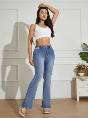 Women's Washed Bootcut Jeans with Decorative Back Pockets — view 6