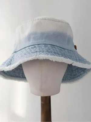 Women's Washed & Frayed Denim Bucket Hat — view 5