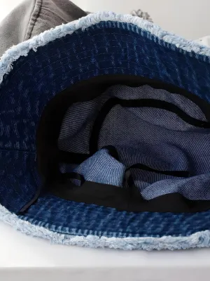 Women's Washed & Frayed Denim Bucket Hat — view 6