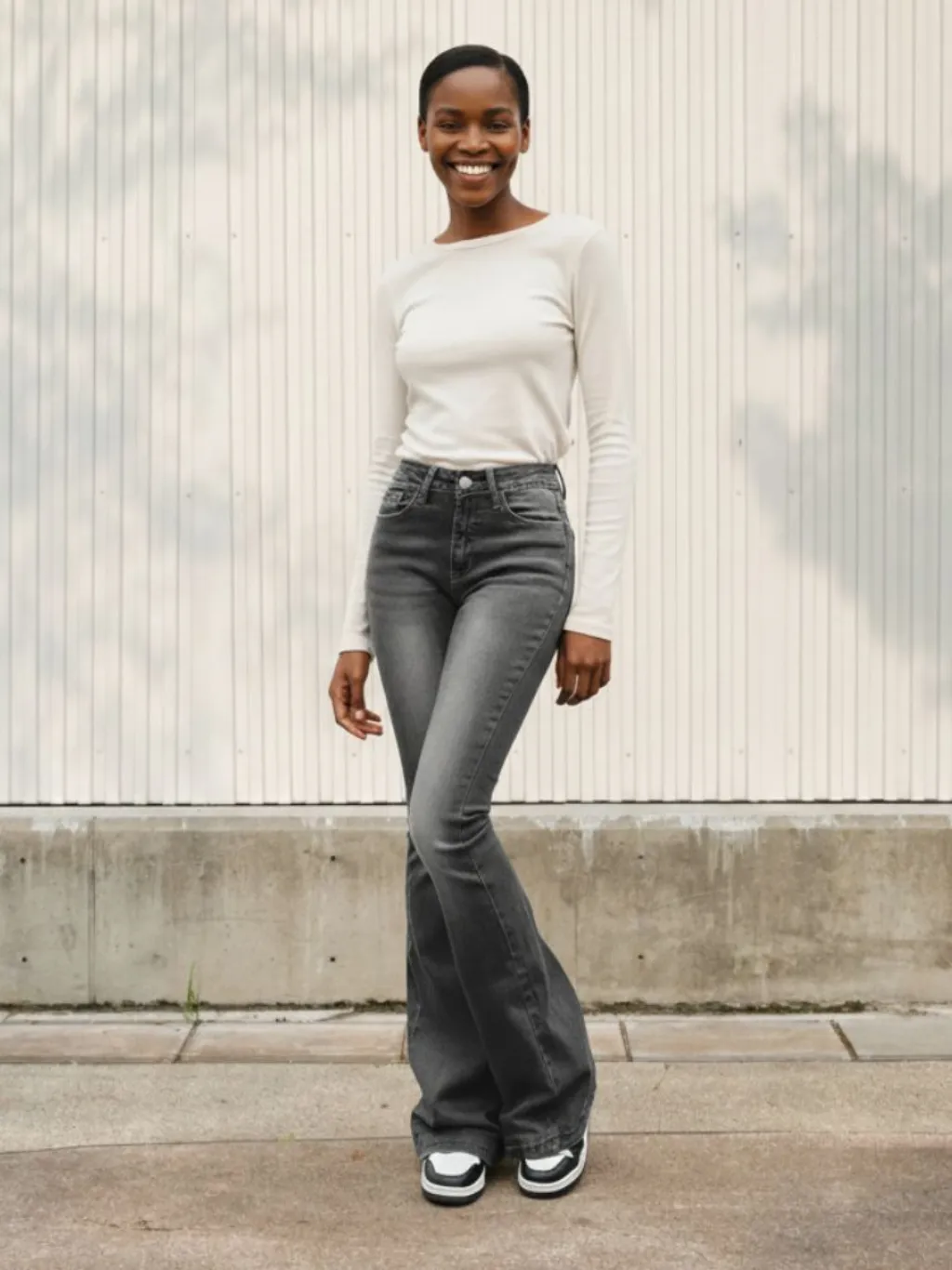 Women's Washed Grey Bootcut Jeans
