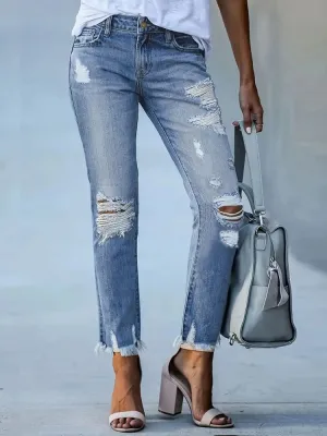 Women's Washed & Ripped Boyfriend Jeans — view 2