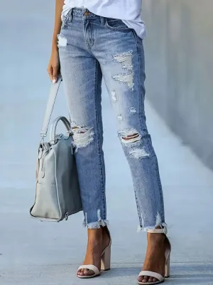 Women's Washed & Ripped Boyfriend Jeans — view 5