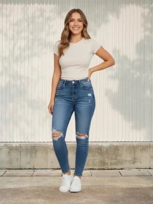 Women's Washed Ripped Skinny Jeans — view 1