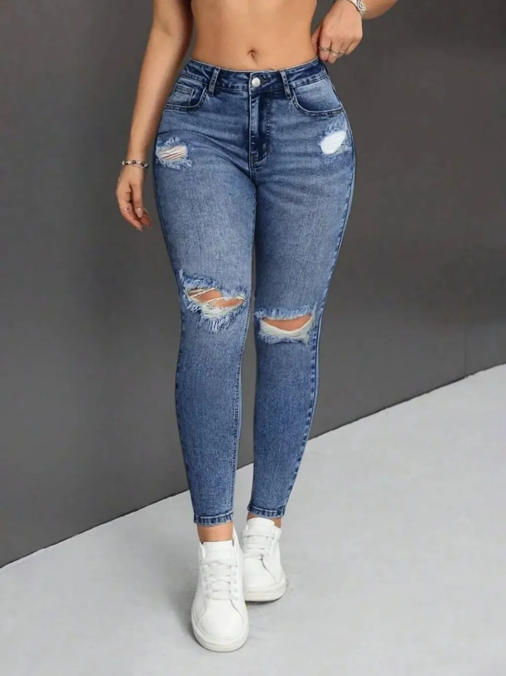 Women's Washed Ripped Skinny Jeans — a pair designed to be worn everywhere