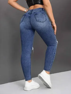 Women's Washed Ripped Skinny Jeans — view 3