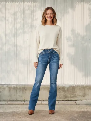 Women's Washed Stretch Denim Bootcut Jeans — view 1