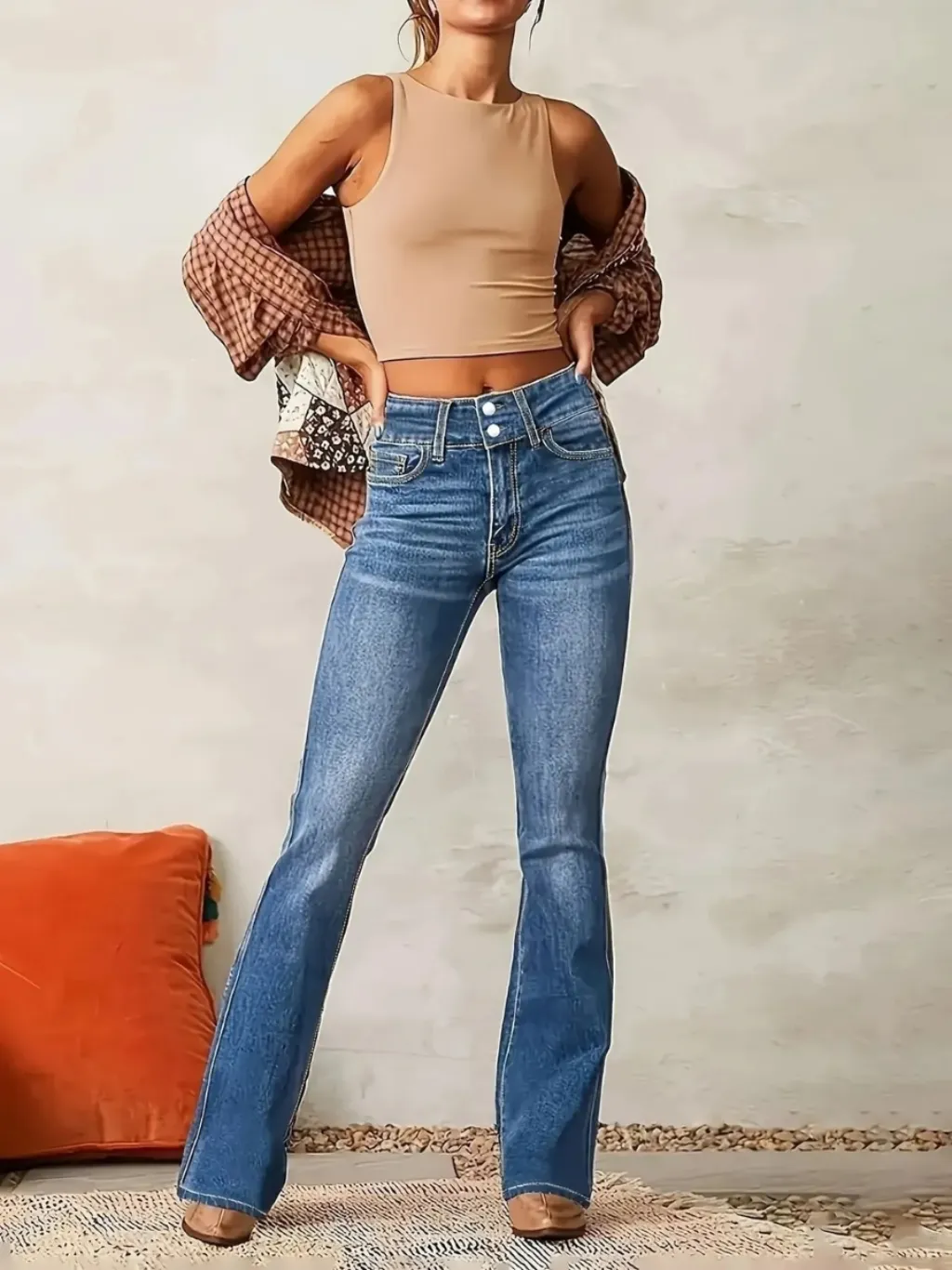 Women's Washed Stretch Denim Bootcut Jeans — endless ways to style it