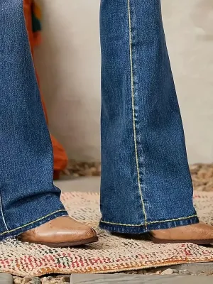Women's Washed Stretch Denim Bootcut Jeans — view 5