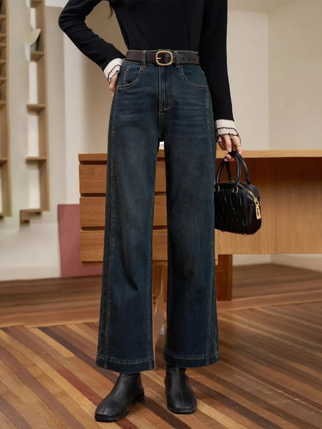 Women's Washed Wide-Leg Jeans, Topstitching — a pair designed to be worn everywhere