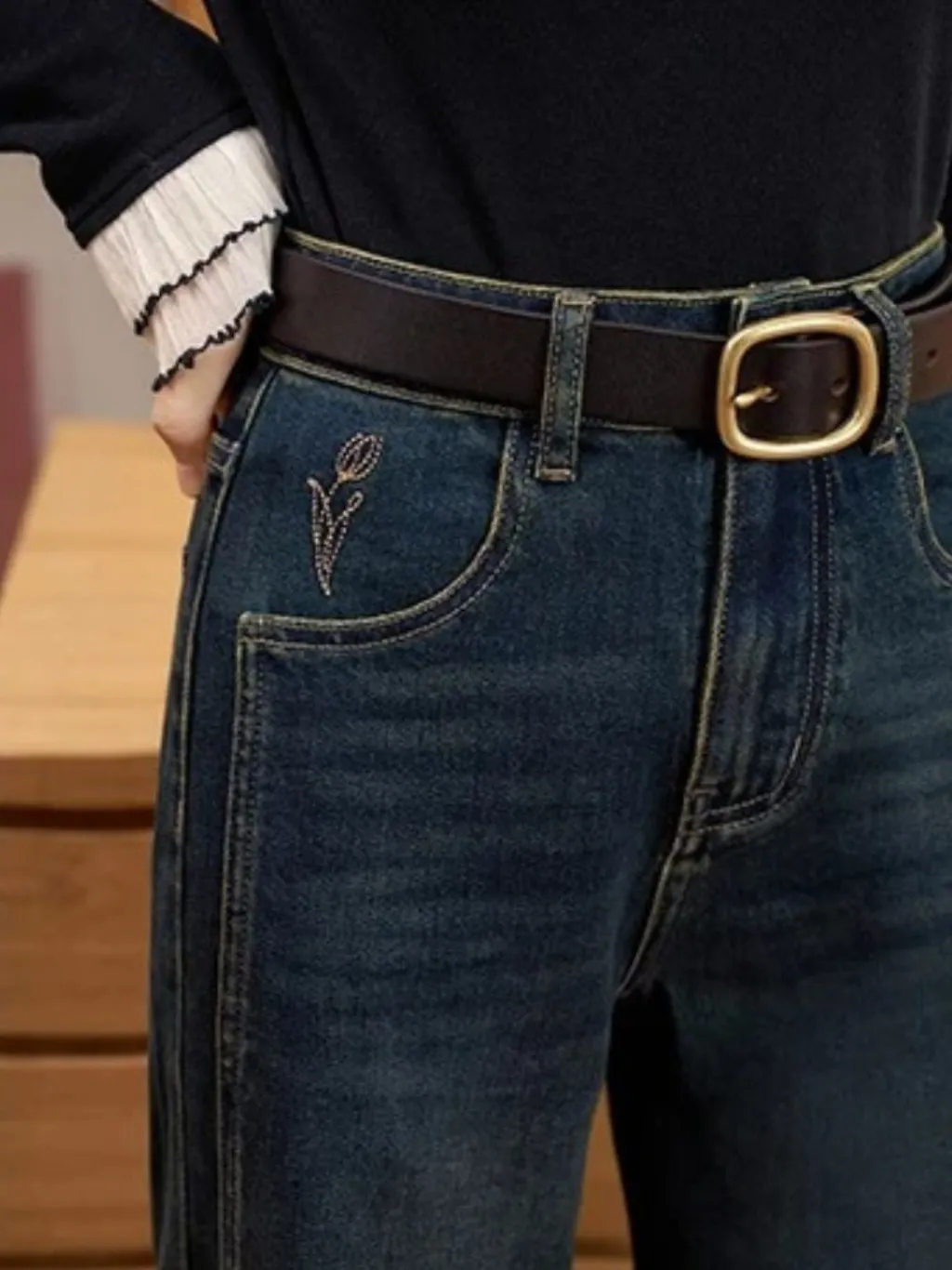 Women's Washed Wide-Leg Jeans, Topstitching — quality denim, made to last