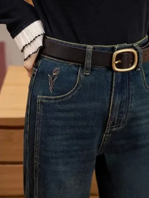 Women's Washed Wide-Leg Jeans, Topstitching — view 3