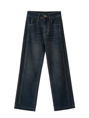 Women's Washed Wide-Leg Jeans, Topstitching — view 5