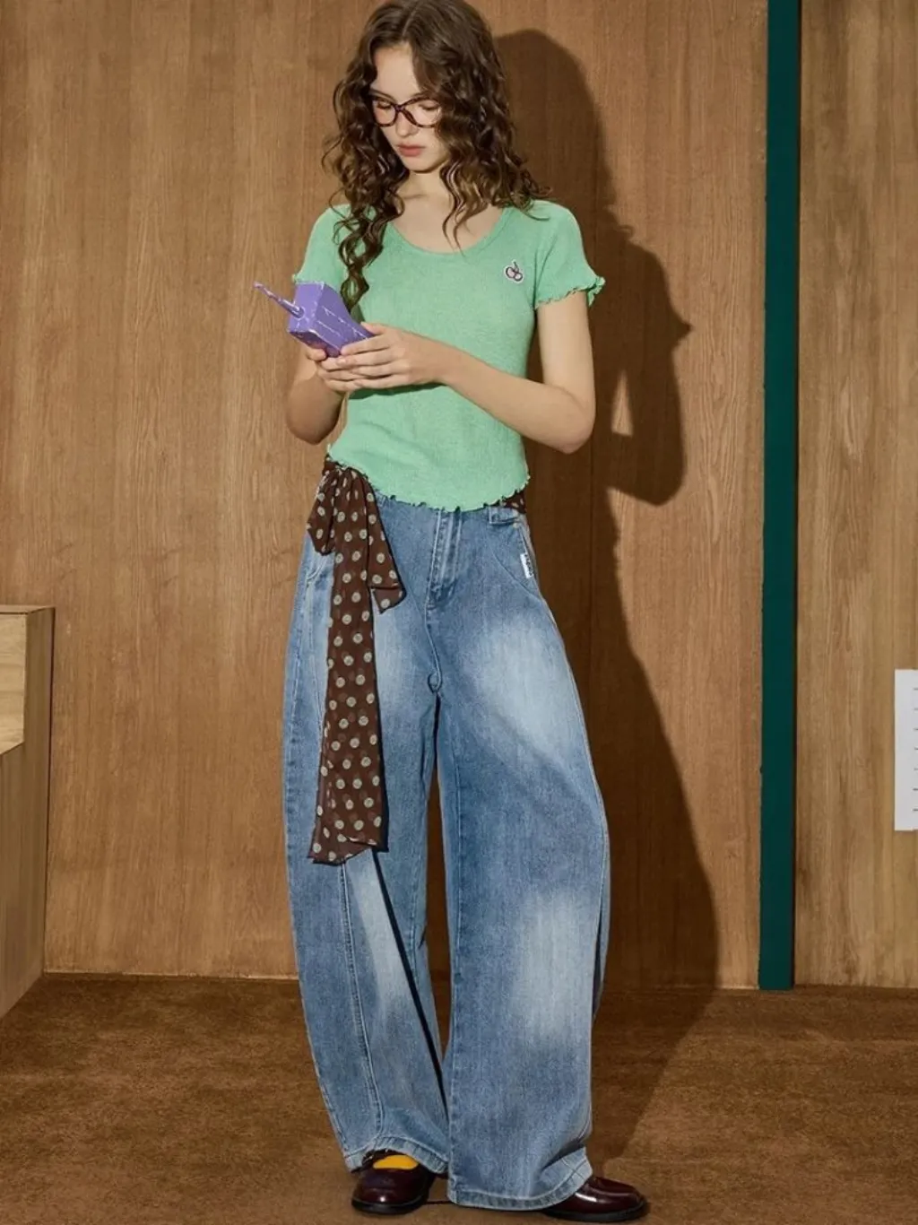 Women's Washed Wide-Leg Jeans, Vintage Style — quality denim, made to last