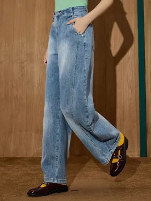 Women's Washed Wide-Leg Jeans, Vintage Style — view 6