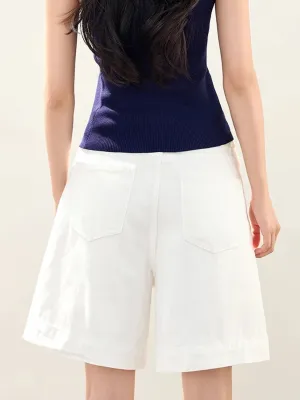 Women's White Denim Bermuda Shorts — view 3