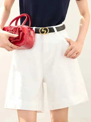 Women's White Denim Bermuda Shorts — view 5