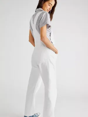 Women's White Denim Dungarees — view 5