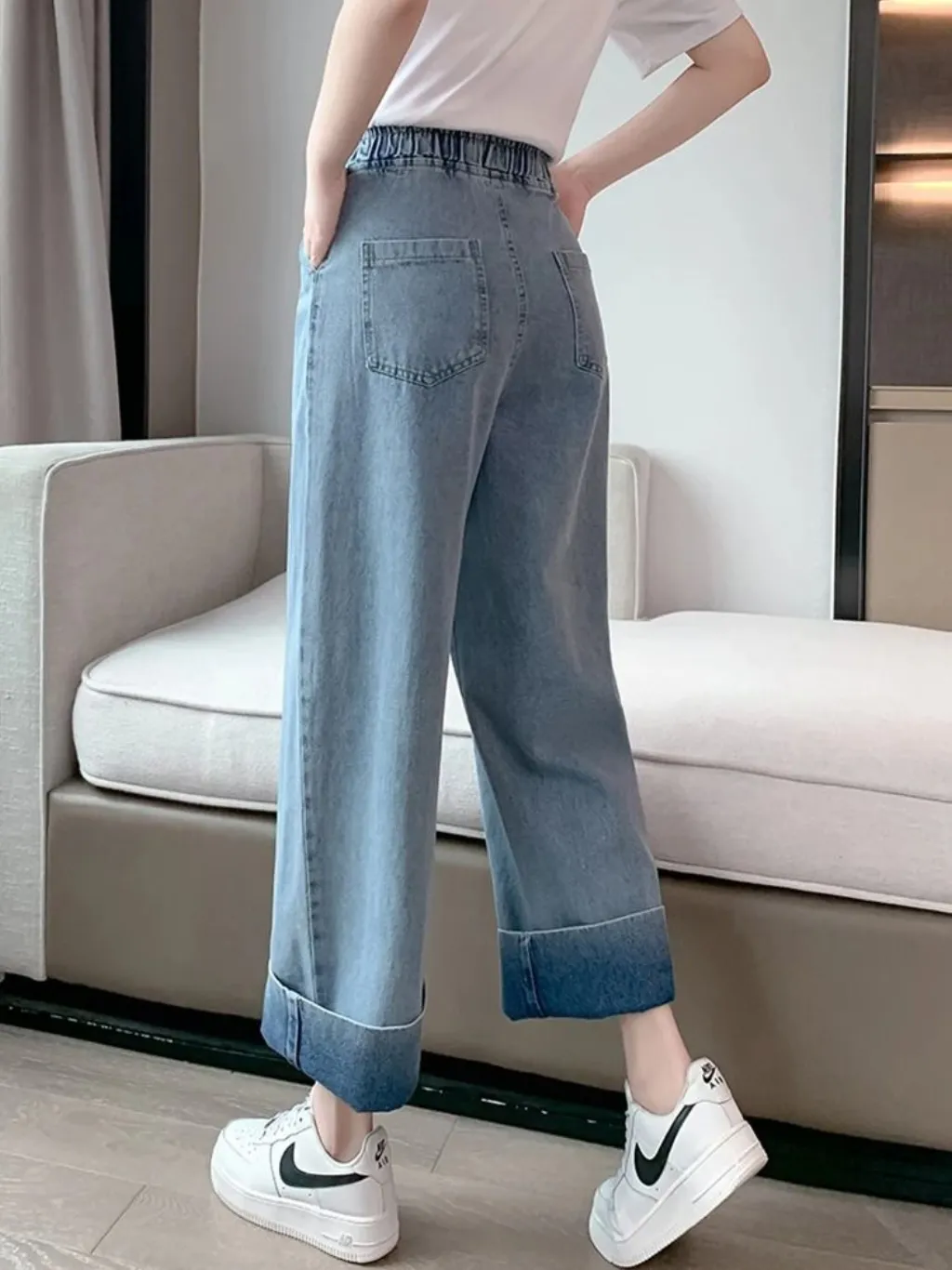 Women's Wide-Leg Jeans, Elastic Waist & Turn-Ups — quality denim, made to last