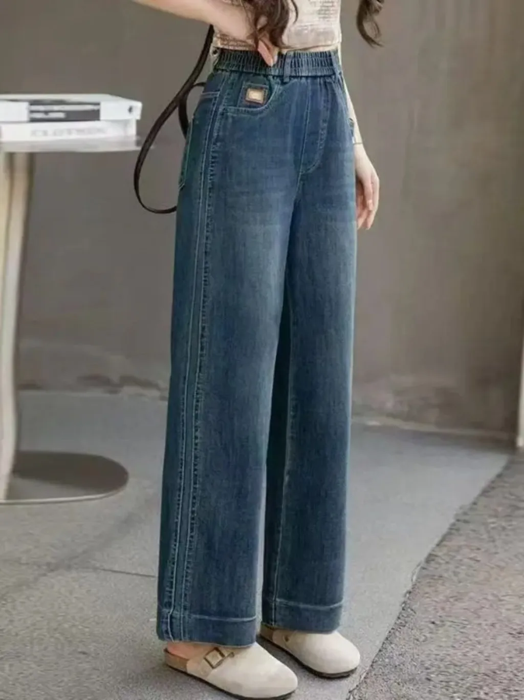 Women's Wide-Leg Jeans with Elasticated Waist — quality denim, made to last