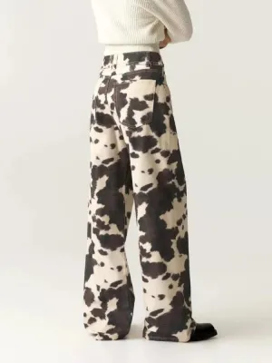 Women's Wide-Leg Vintage Jeans, Cow Print — view 4