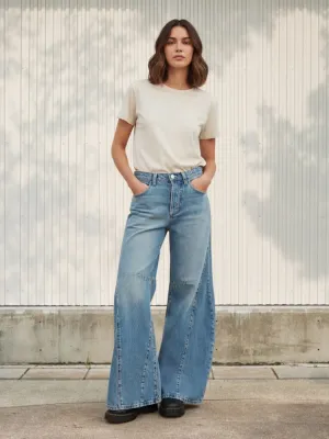 Women's XXL Flared Jeans with Graphic Stitching — view 1