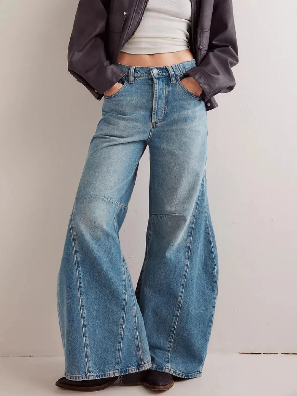 Women's XXL Flared Jeans with Graphic Stitching — a pair designed to be worn everywhere